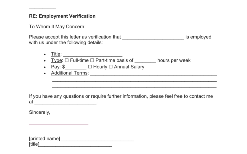 Free Employment Income Verification Letter PDF Word EForms