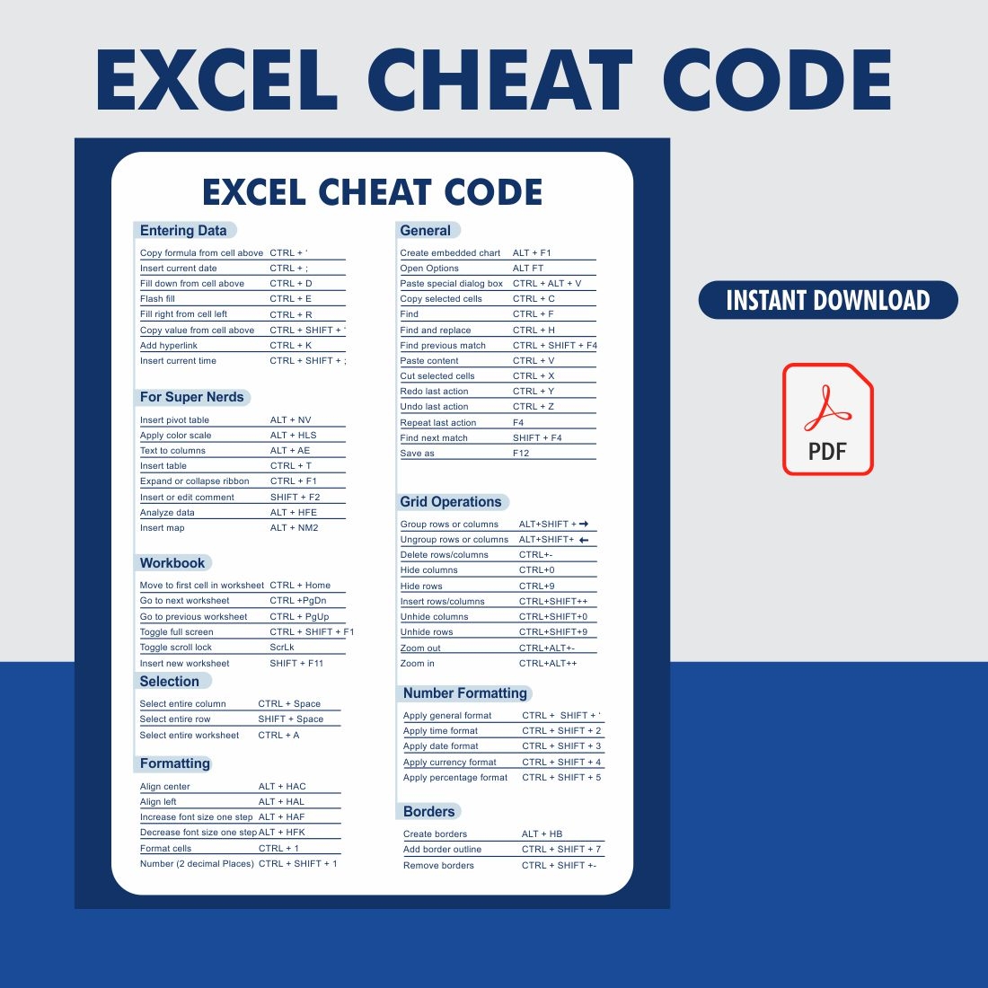 printable excel cheat sheet pdf
