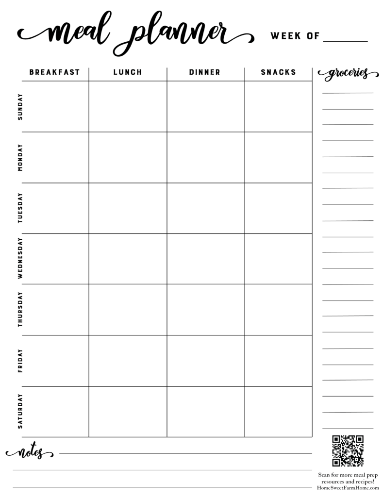 printable meal planning template printable meal planning template