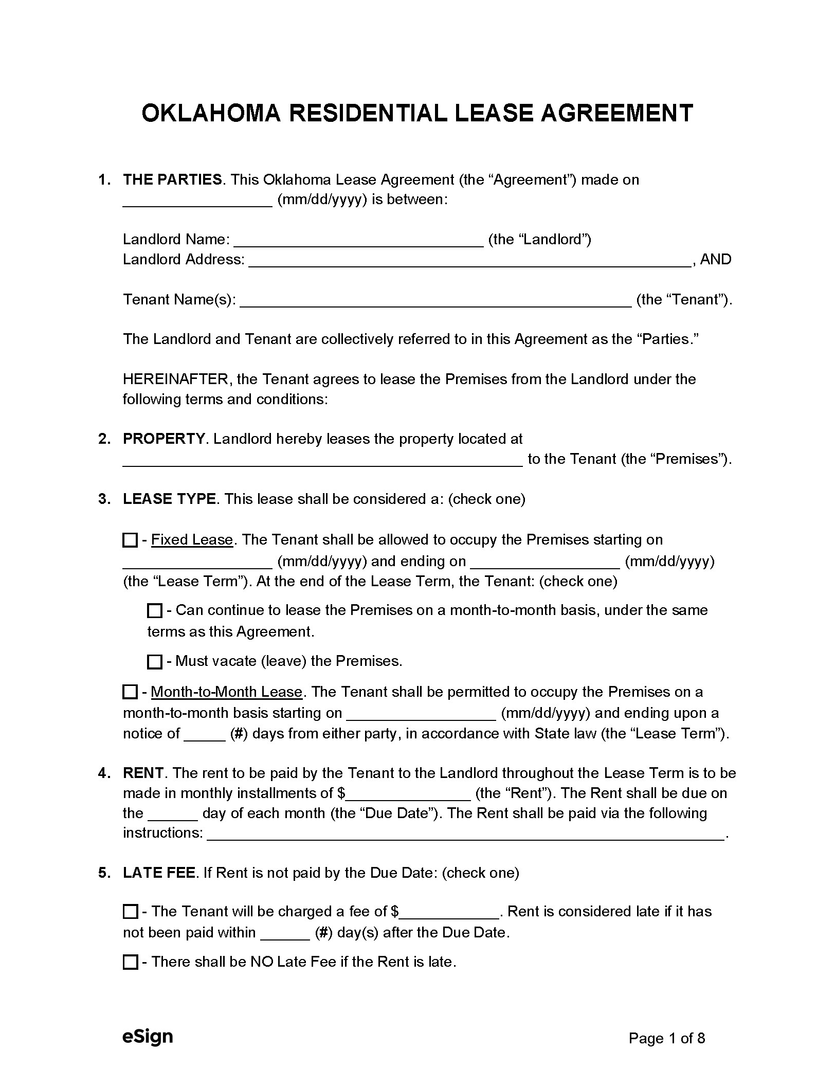 free printable rental agreement template