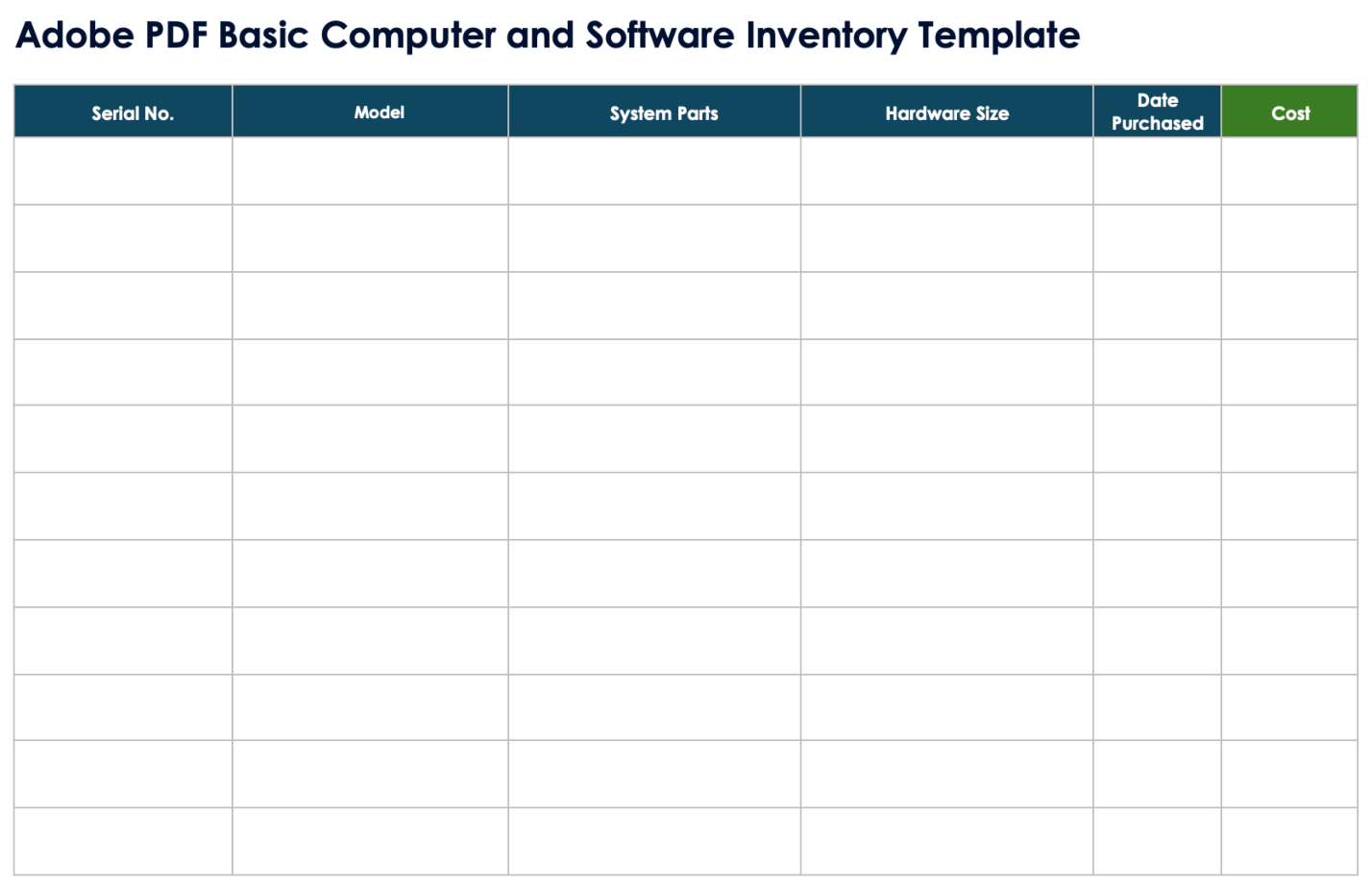 printable simple inventory template