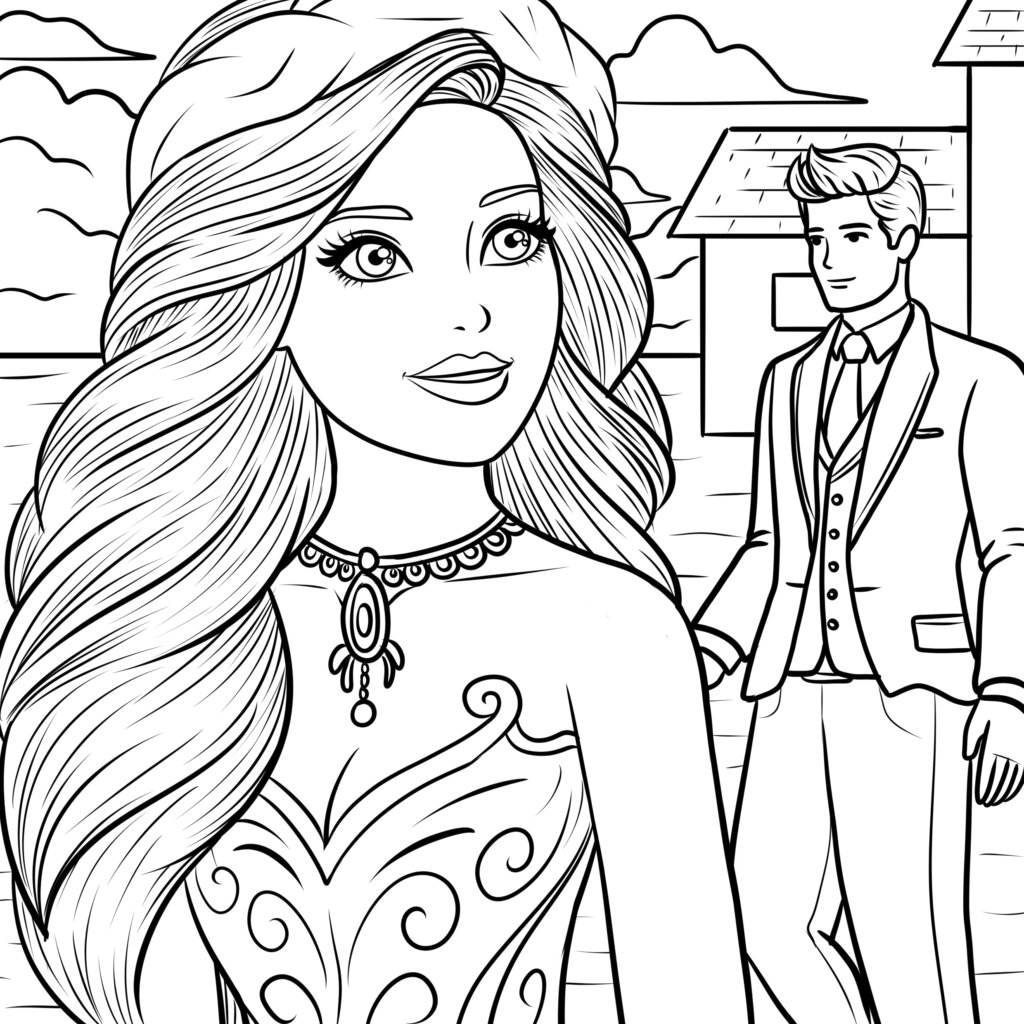 printable coloring pictures barbie