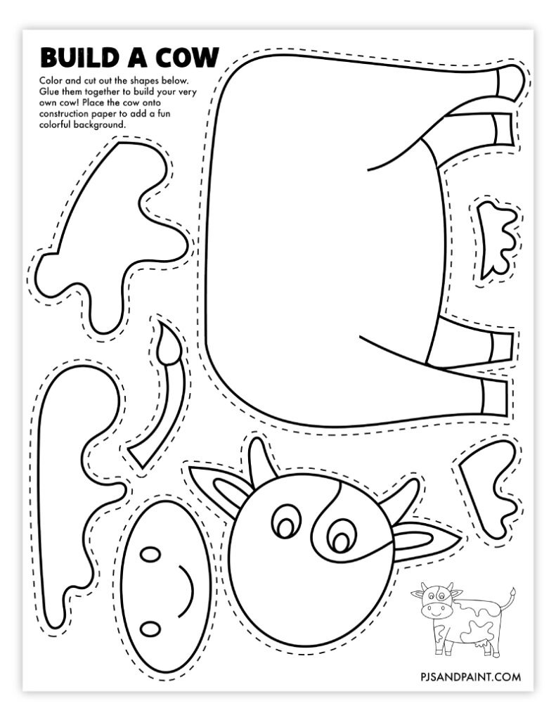 Free Printable Build A Cow Craft Pjs And Paint