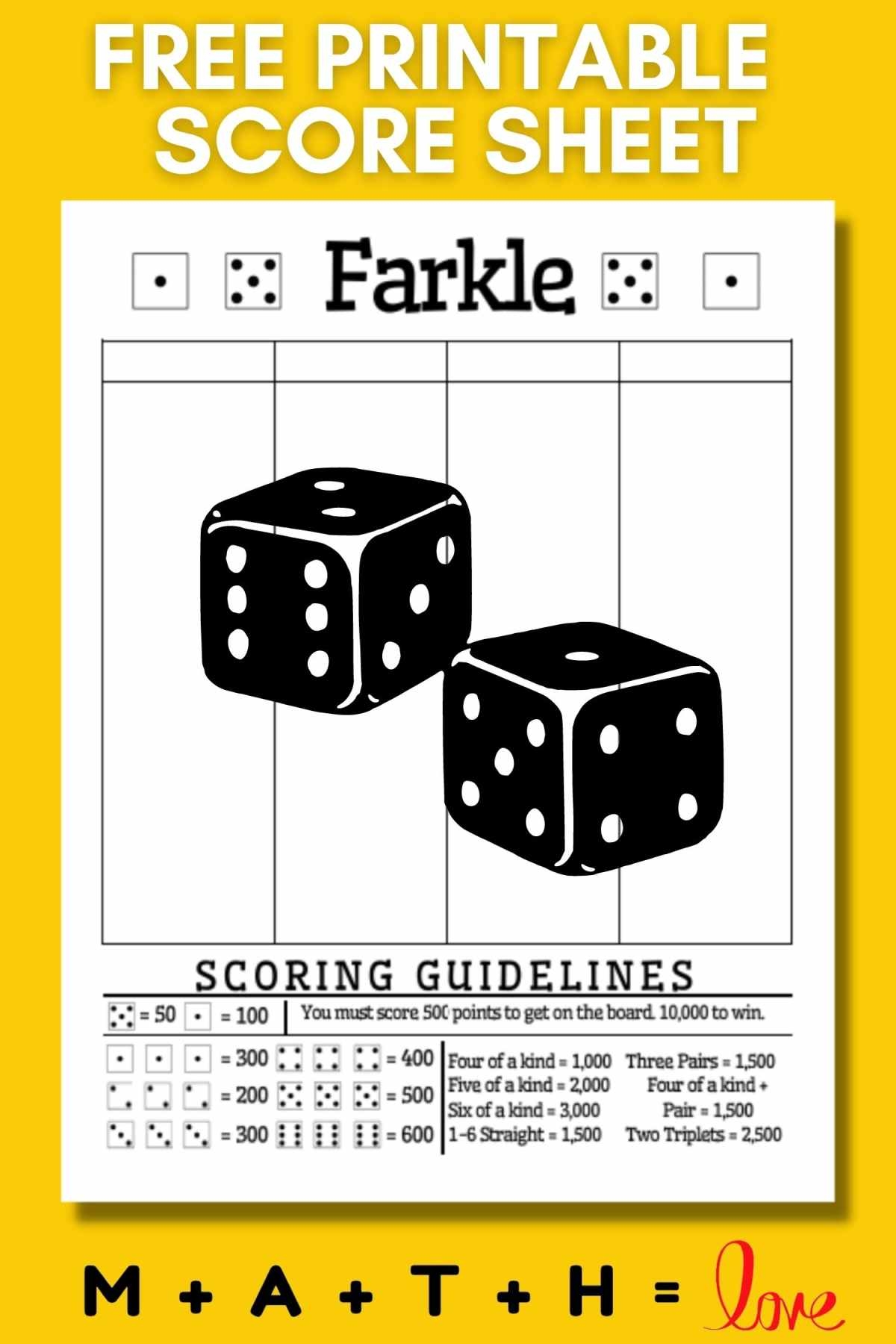 printable farkle score sheets printable farkle score sheets
