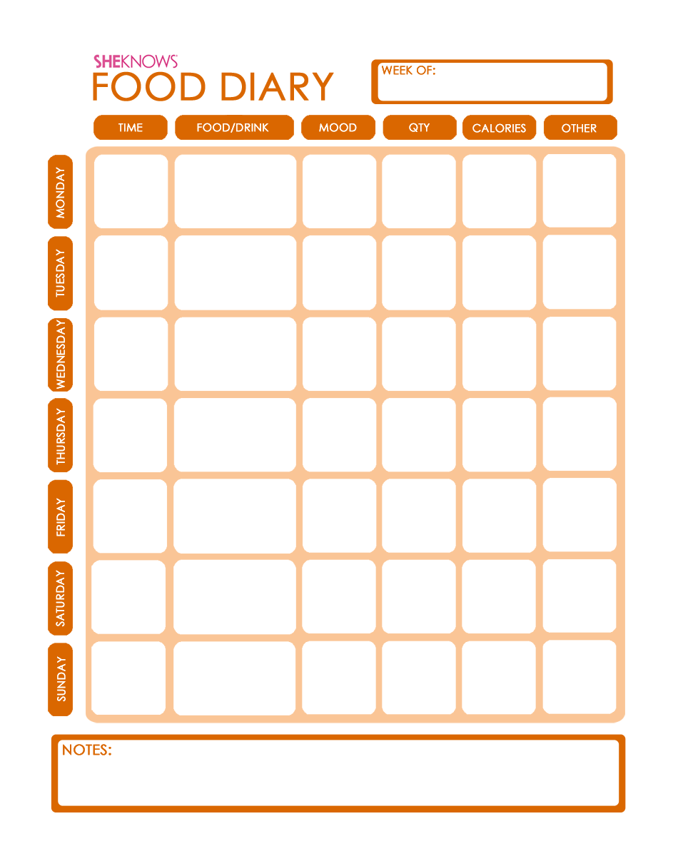 Free Printable Food Diary Template Free Printable Food Diary Template