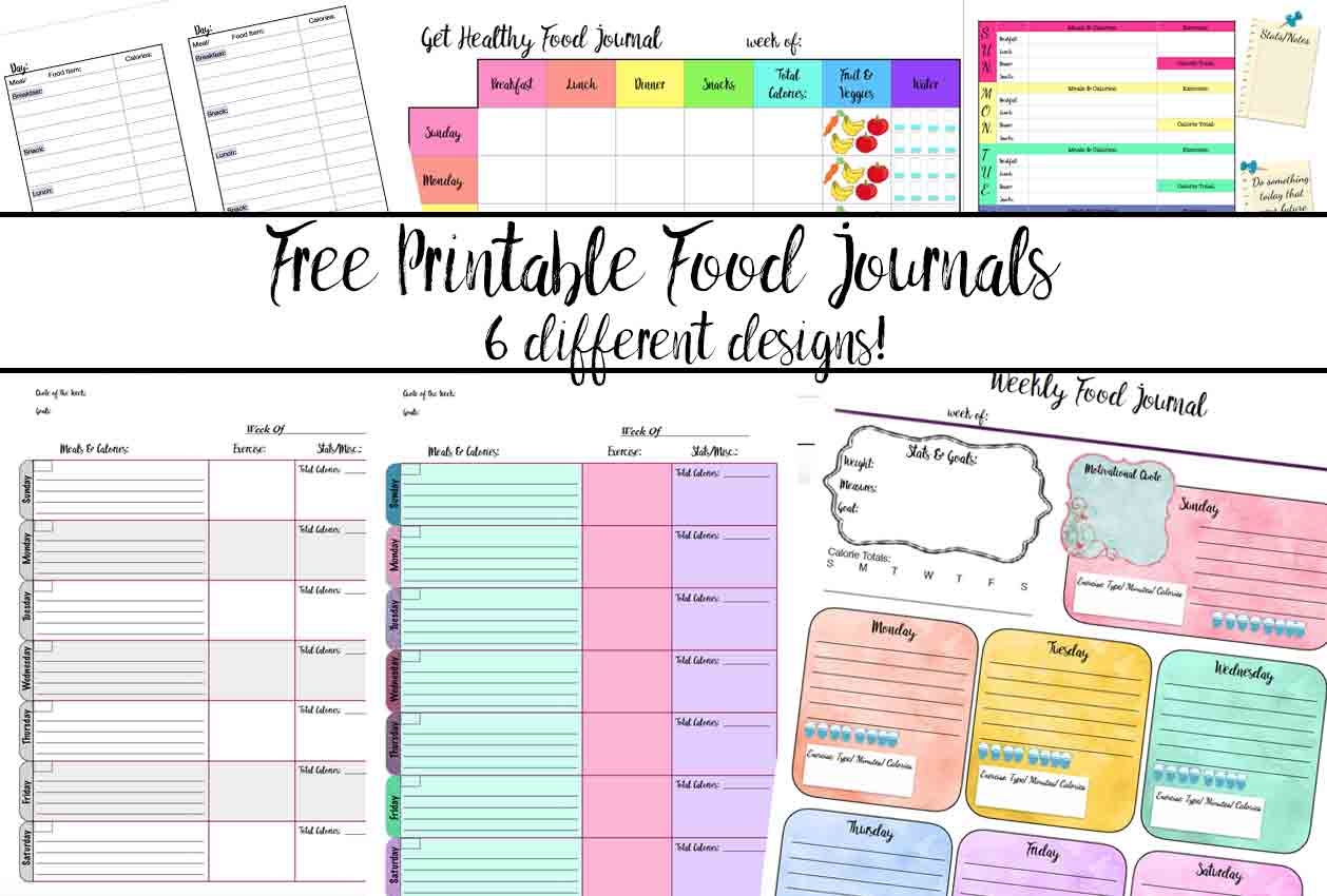 Free Printable Food Journal 6 Different Designs Free Printable Food Journal 6 Different Designs
