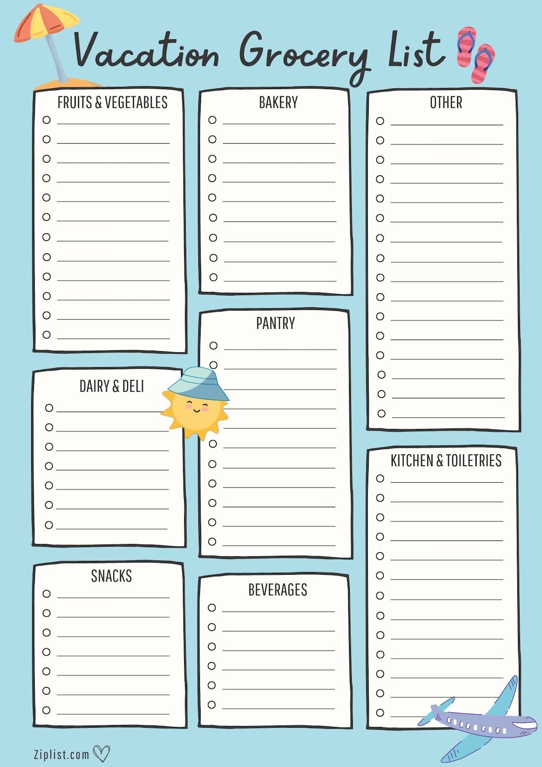 free printable shopping list template