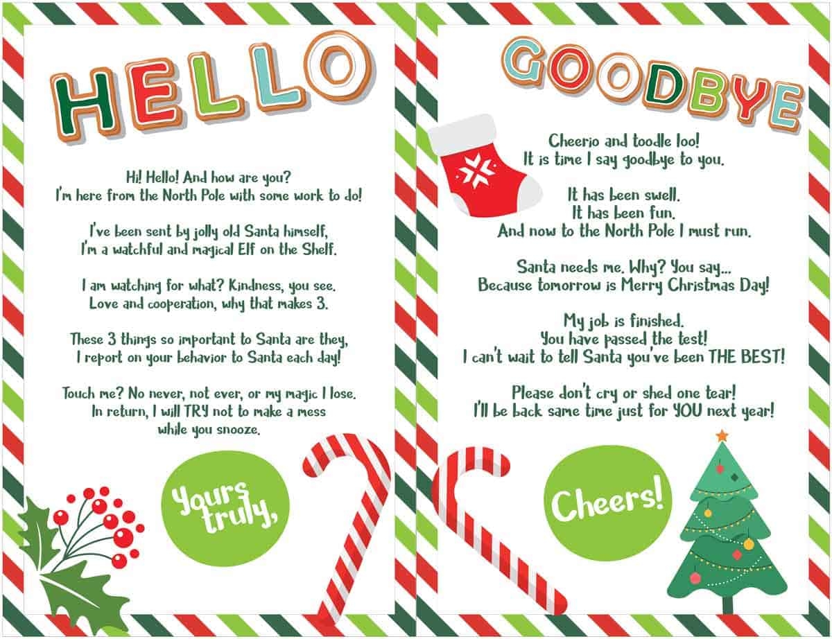 printable elf on shelf letter