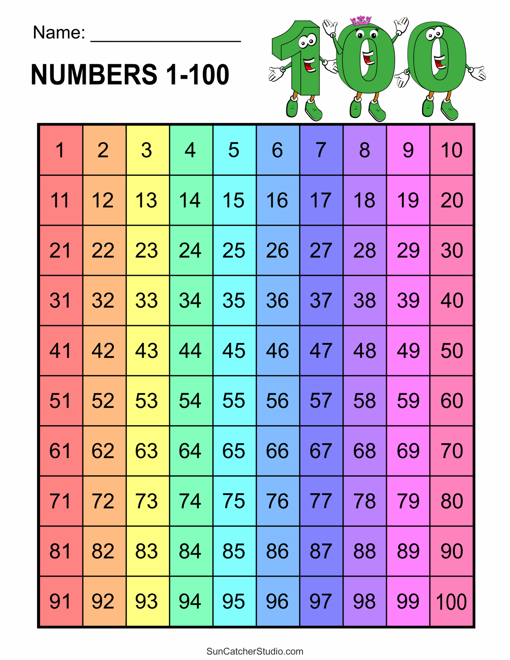 Free Printable Hundreds Charts Numbers 1 To 100 Free Printables Monograms Design Tools Patterns DIY Projects