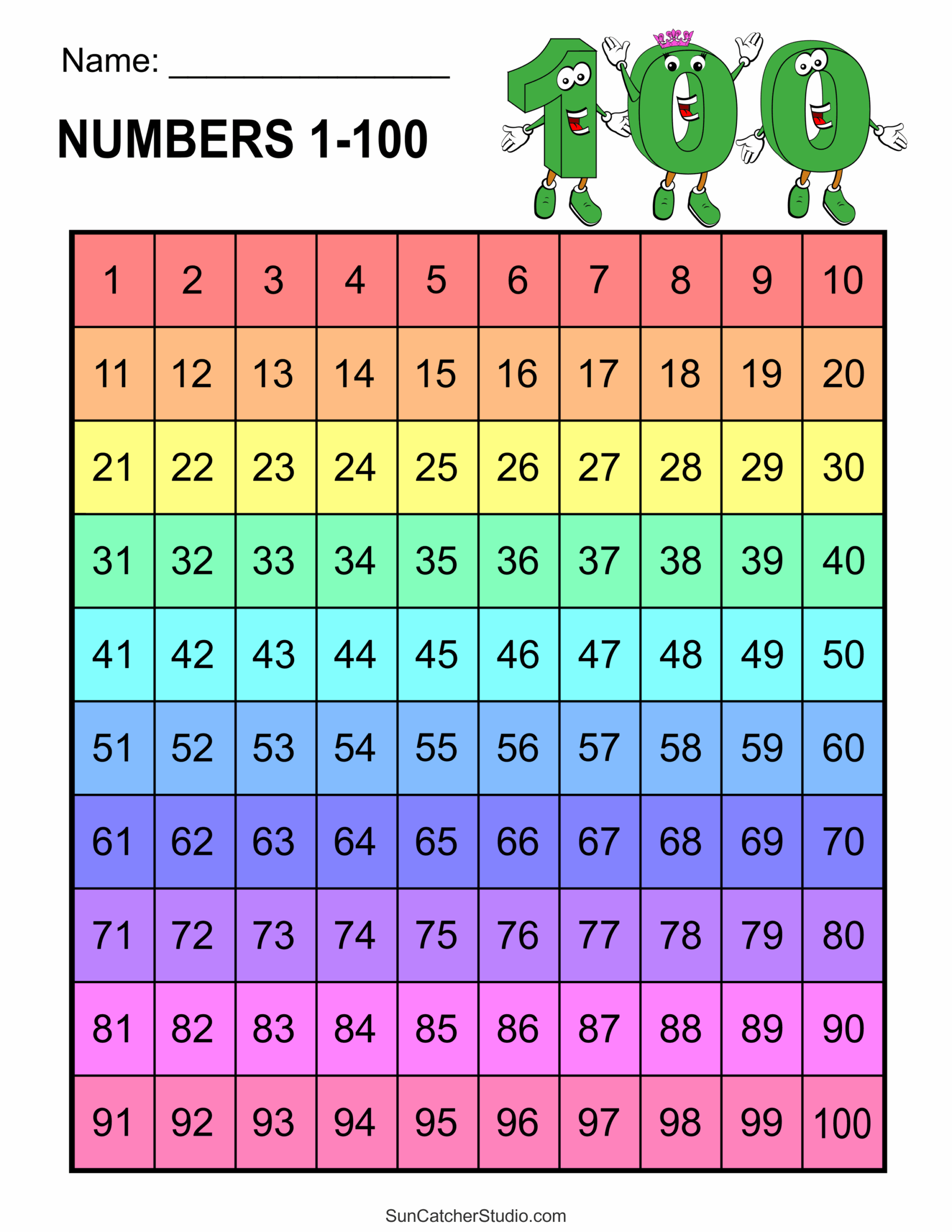 Free Printable Hundreds Charts Numbers 1 To 100 Free Printables Monograms Design Tools Patterns DIY Projects