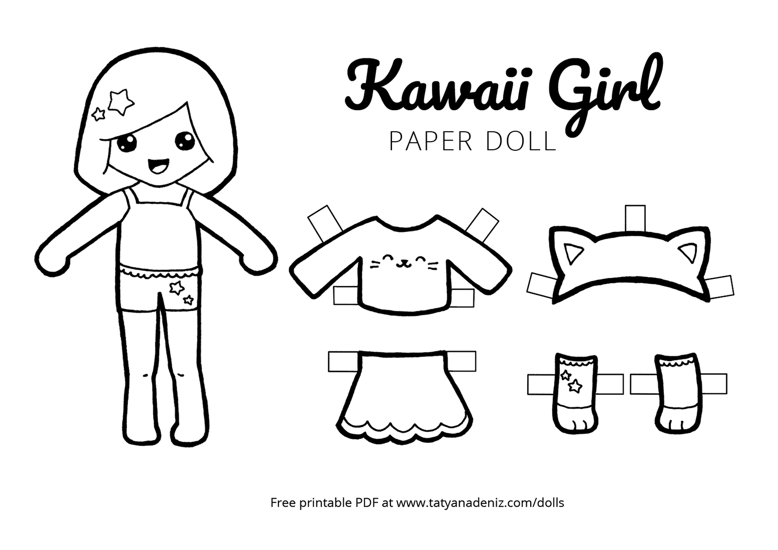 Free Printable Kawaii Paper Dolls Colouring Pages Free Printable Kawaii Paper Dolls Colouring Pages