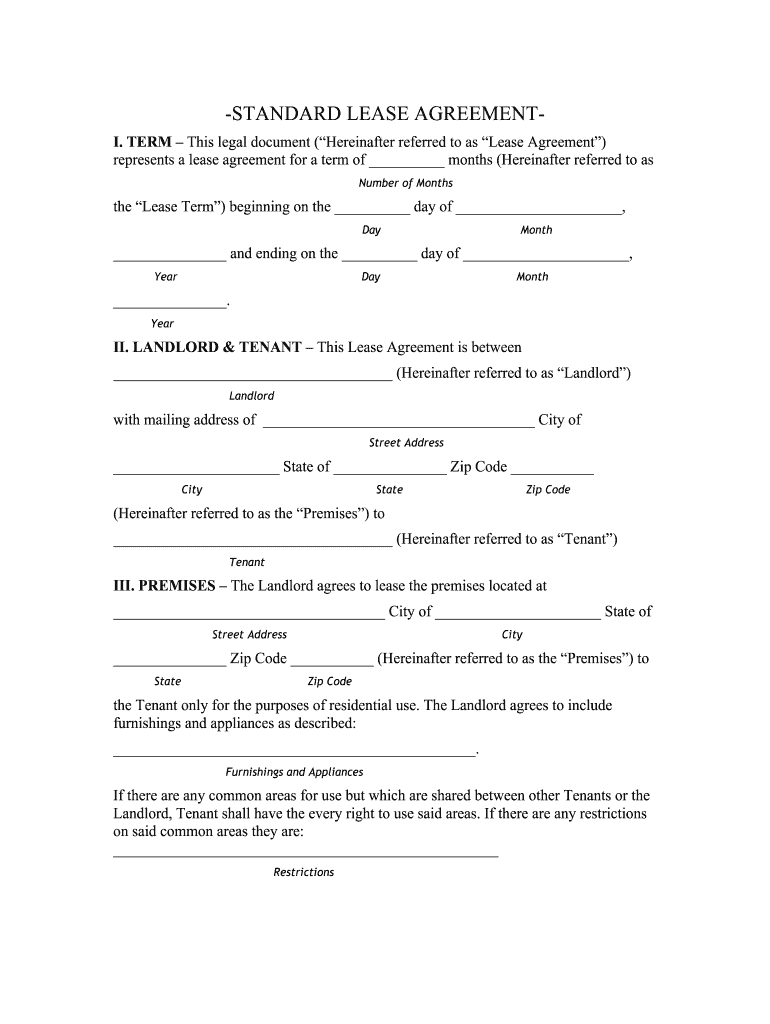 printable rental lease agreement template