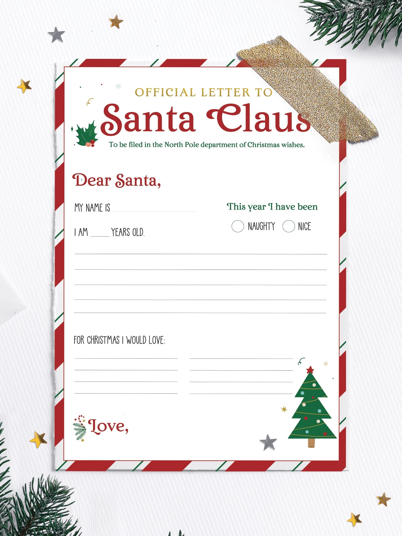 free santa letter printable
