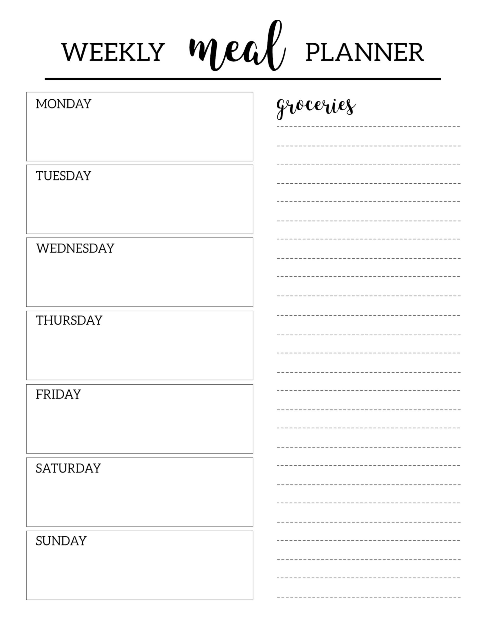 printable meal planner template printable meal planner template