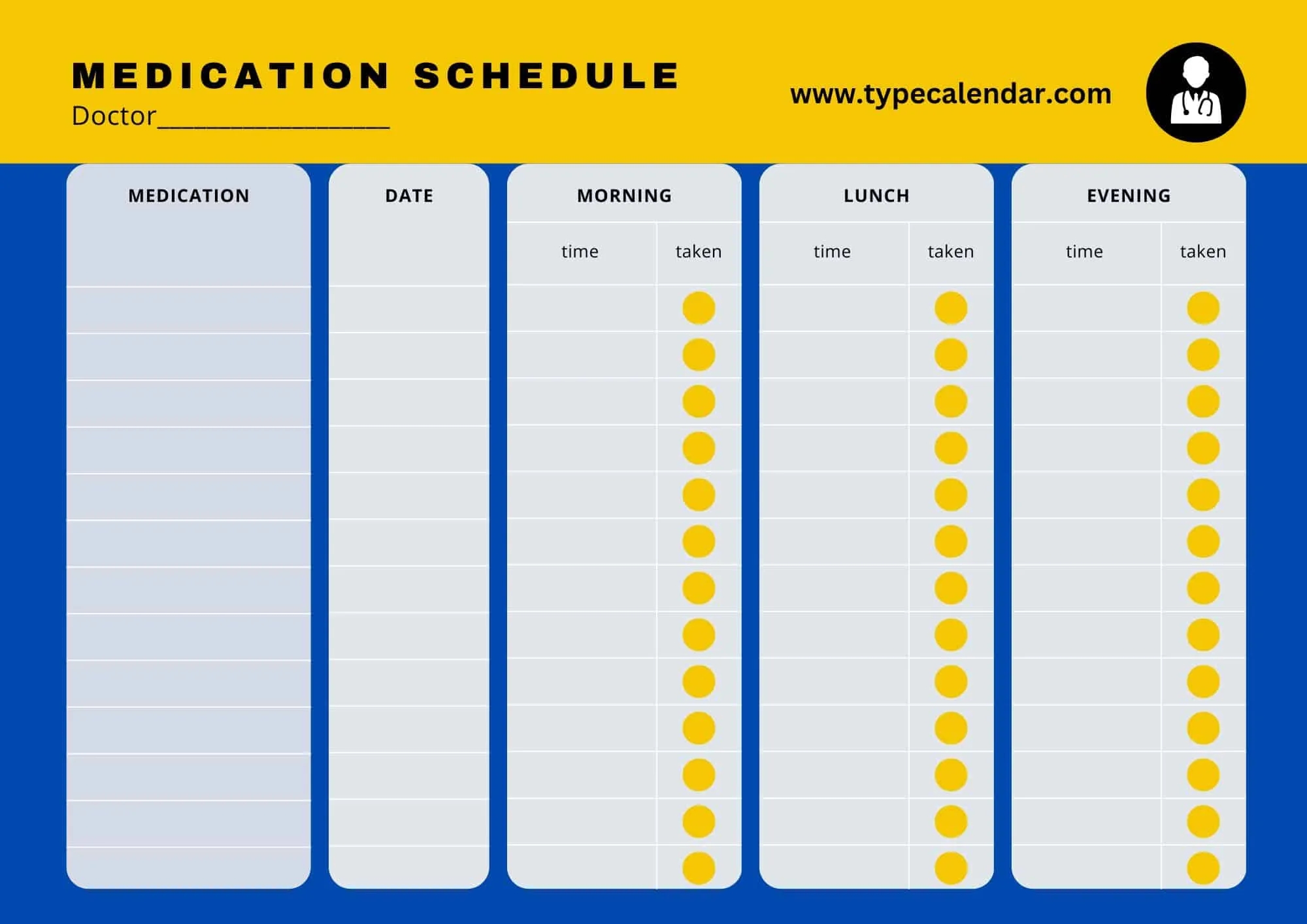 medication chart printable