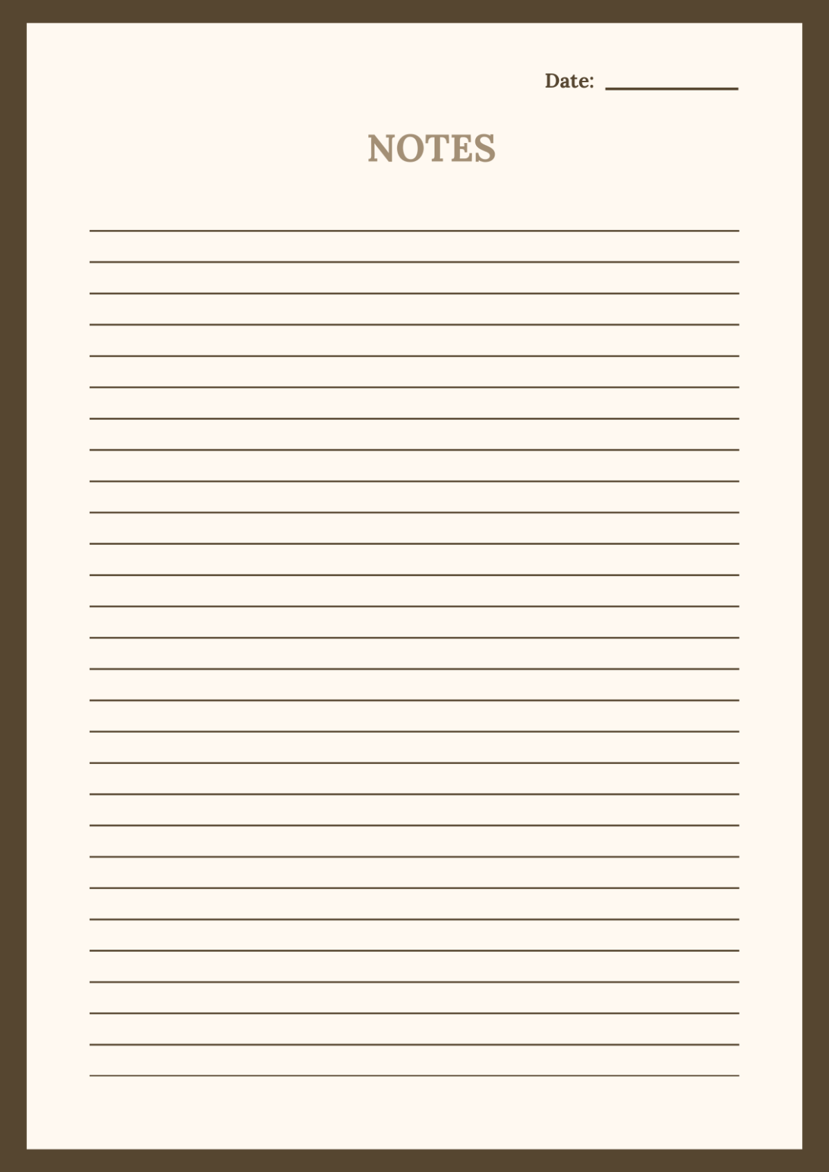 notes template printable
