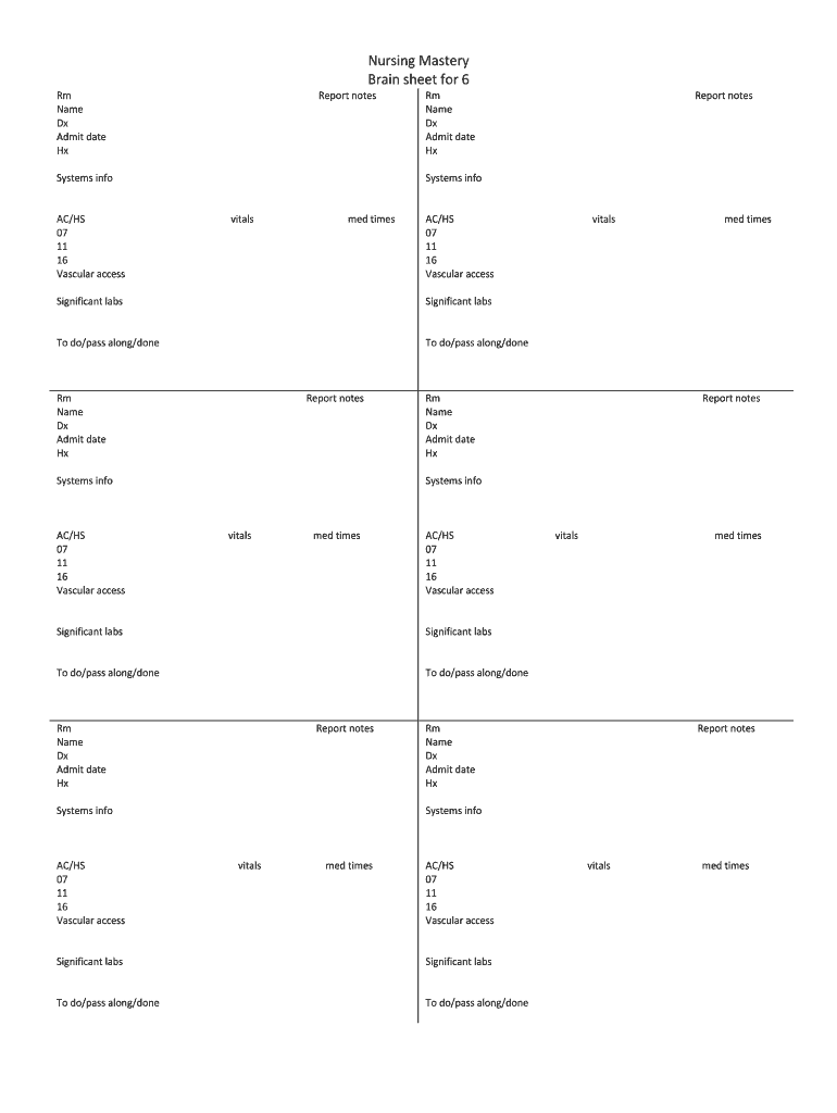 Free Printable Nursing Report Sheet Pdf Fill Out Sign Online DocHub