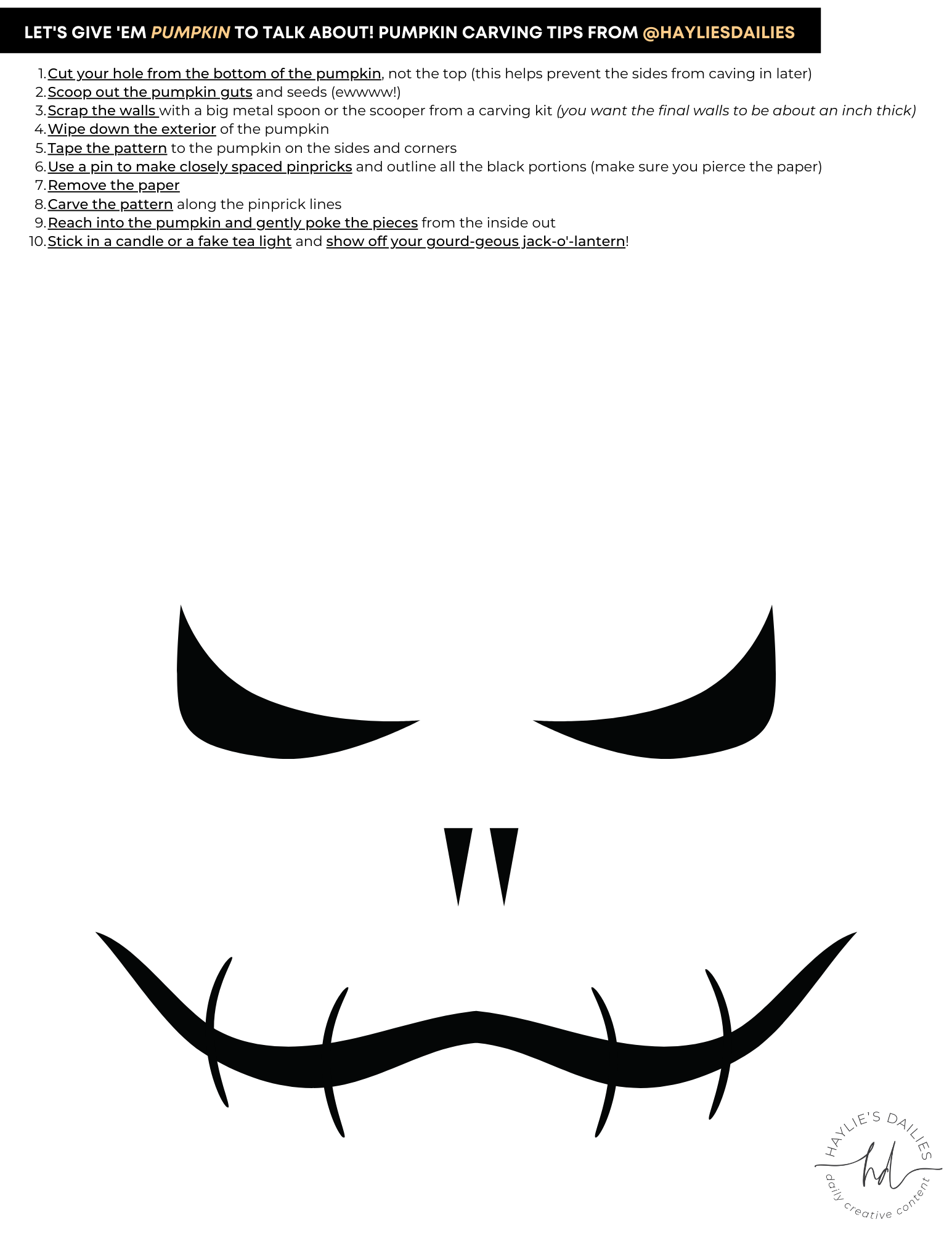 Free Printable Pumpkin Carving Patterns For The Most Boo tiful Jack o Lanterns In Town Haylie s Dailies