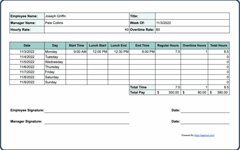 Free Printable Timesheet Templates Excel Word PDF