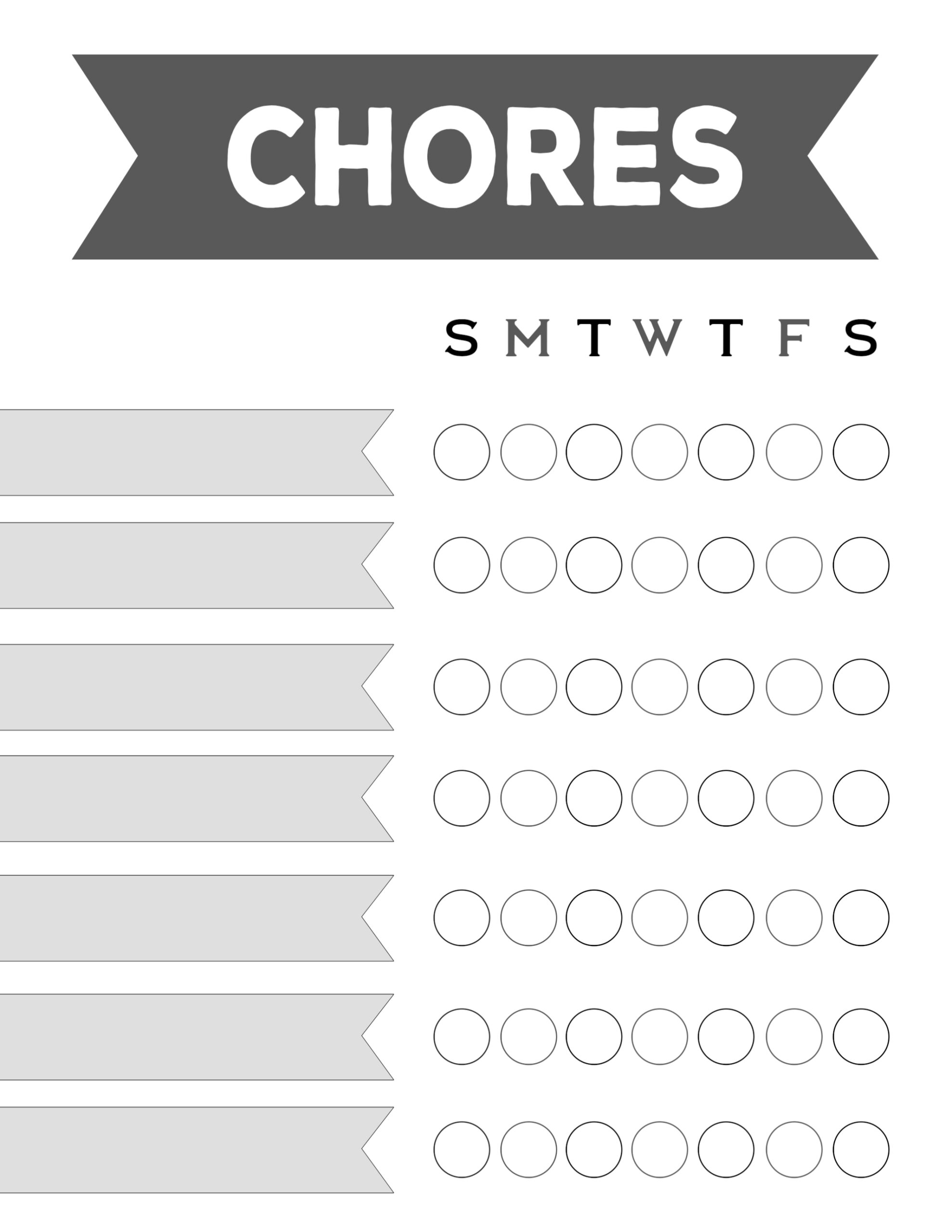 chore list chart printables
