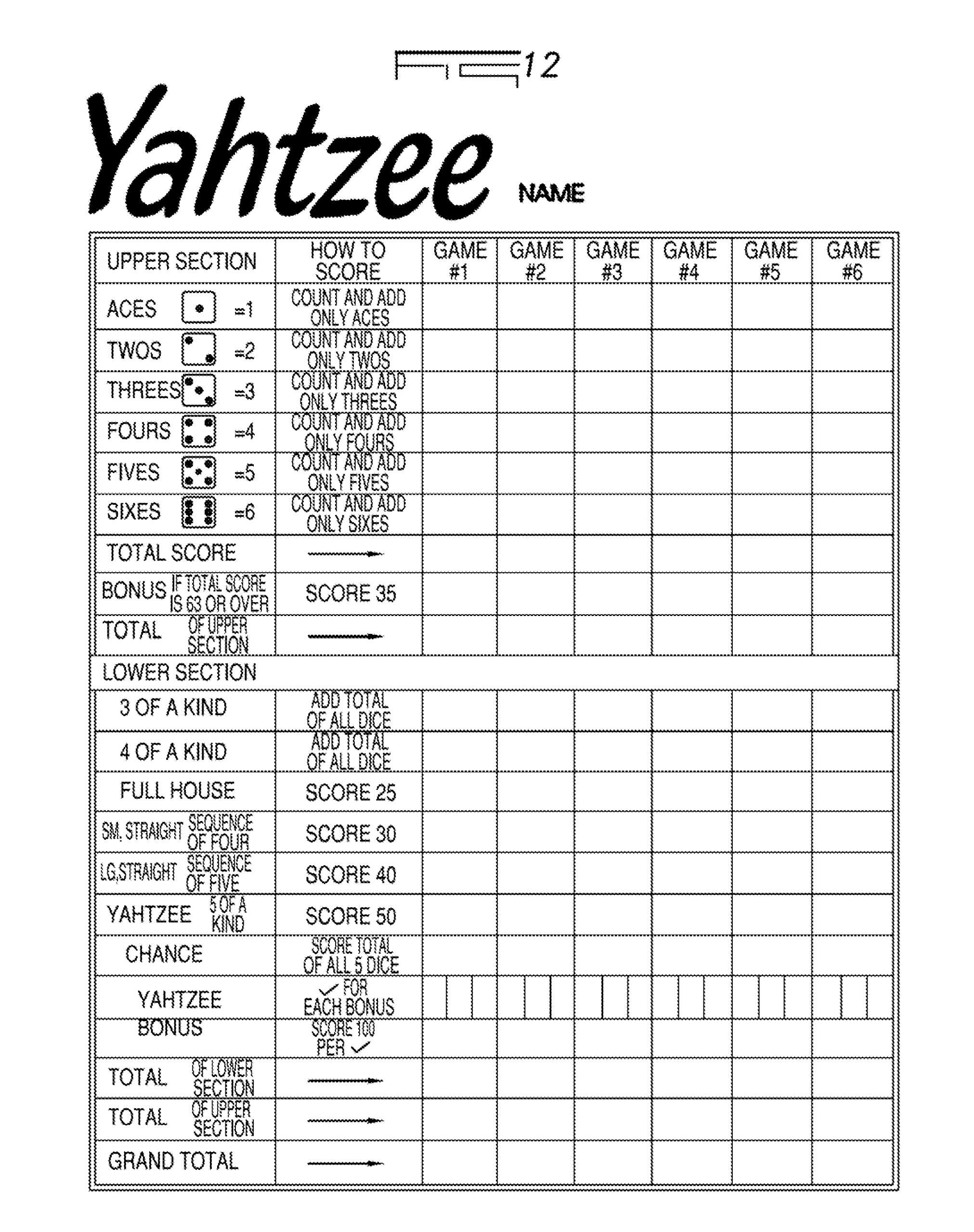 Free Printable Yahtzee Score Cards