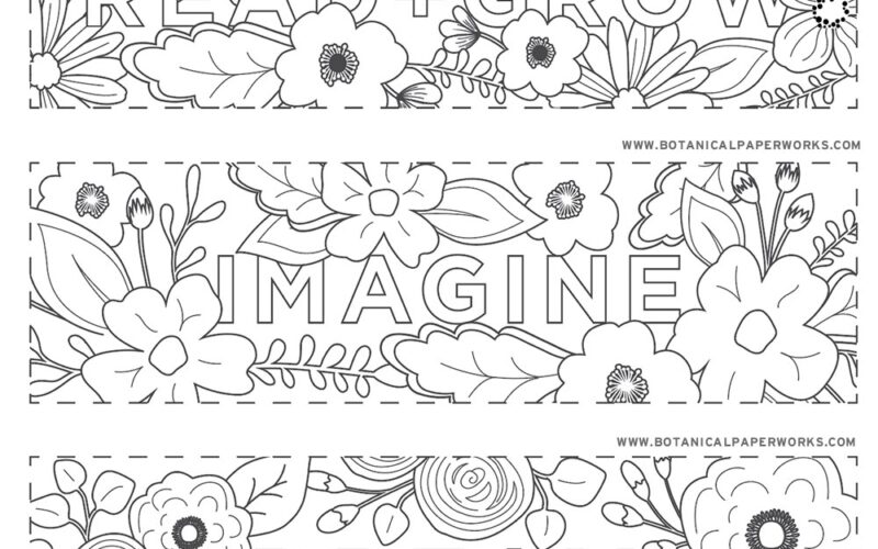 Free Printables Read Grow Coloring Bookmarks For Back to School Botanical PaperWorks