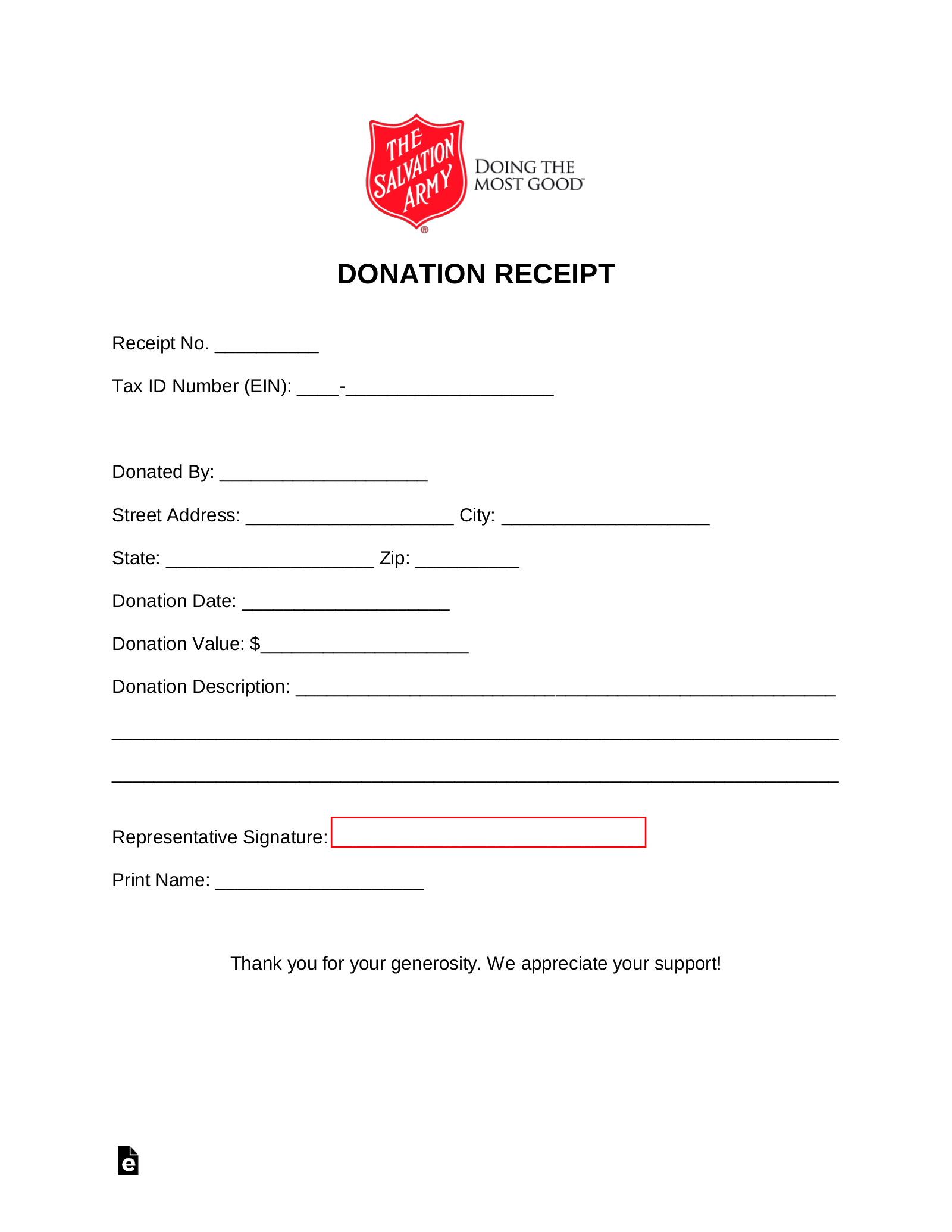 free printable donation receipt template