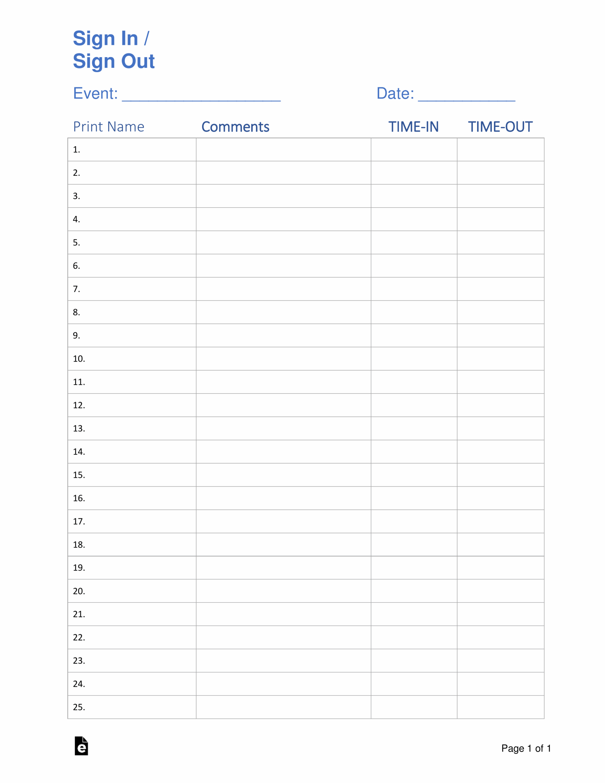 free printable sign up sheet