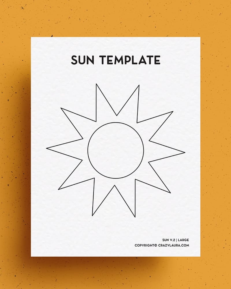 Free Sun Template Outlines Craft Printables Crazy Laura