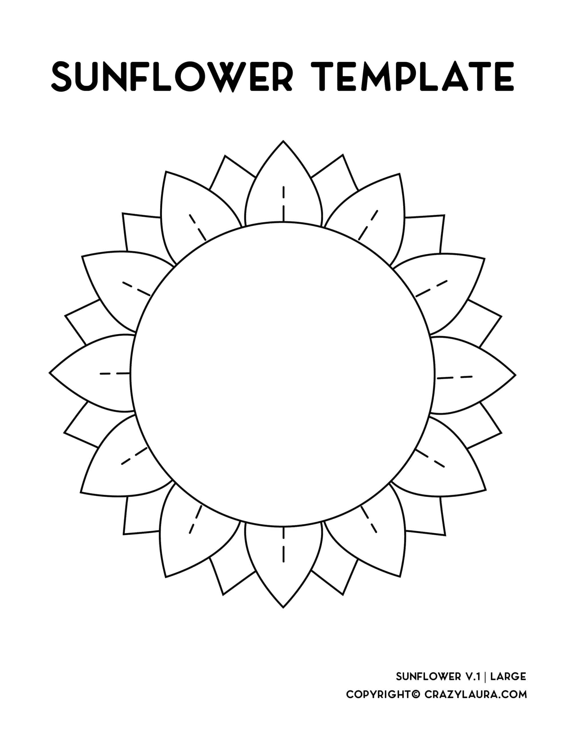 Free Sunflower Template Stencil Outlines Crazy Laura