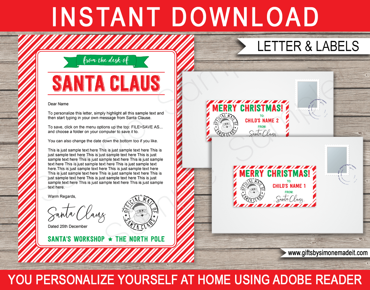 From The Desk Of Santa Letter Template Santa Claus Christmas Labels