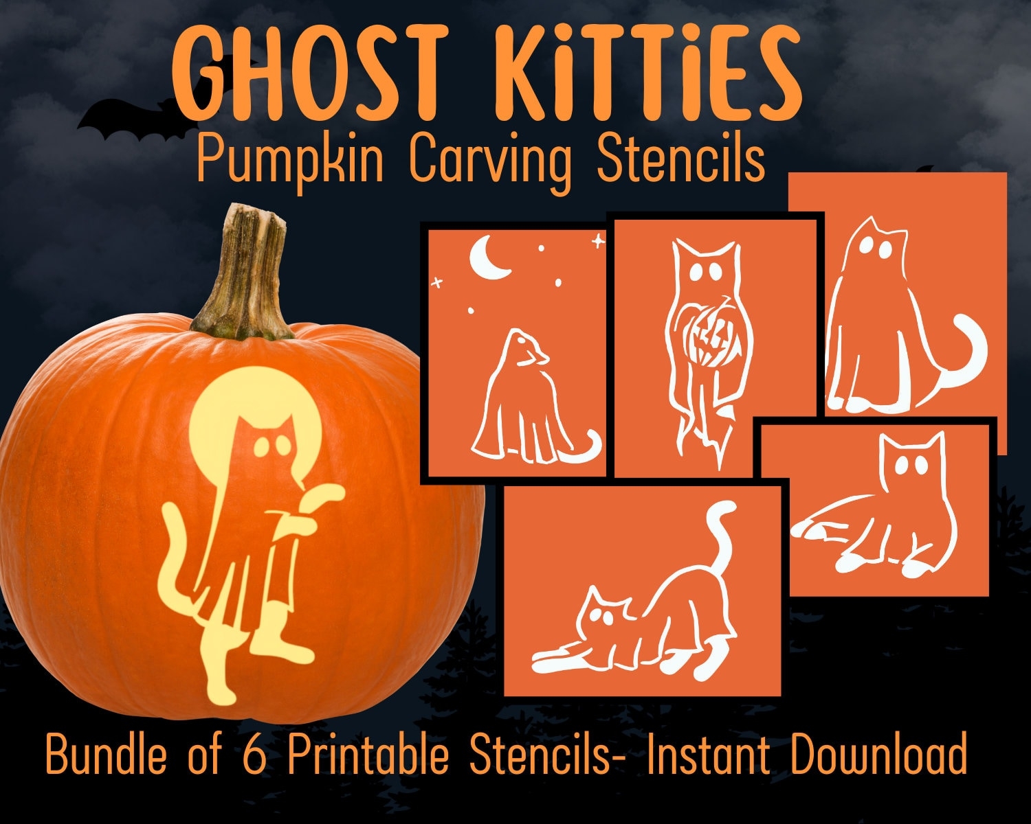 cat pumpkin template printable