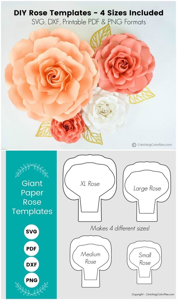 Giant Paper Rose Tutorial And Flower Templates SVG DXF And Printable PDF