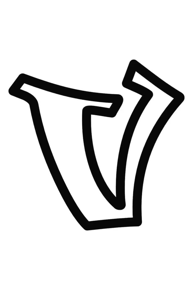 Graffiti Bubble Letter V Printable