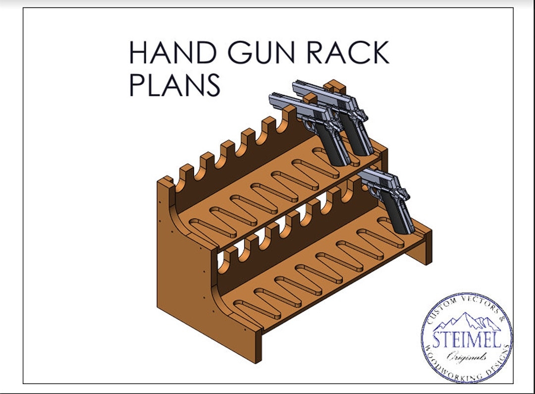 Gun Rack Plan SVG Pistol Wall Hanging Woodworking Blue Prints Holster Ammo Shelf Vector Laser Engraving CNC Cricut Glowforge Etsy Canada