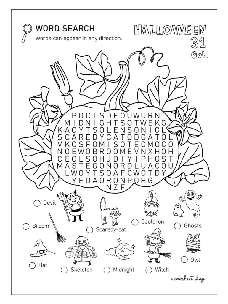 Halloween Worksheet Shop