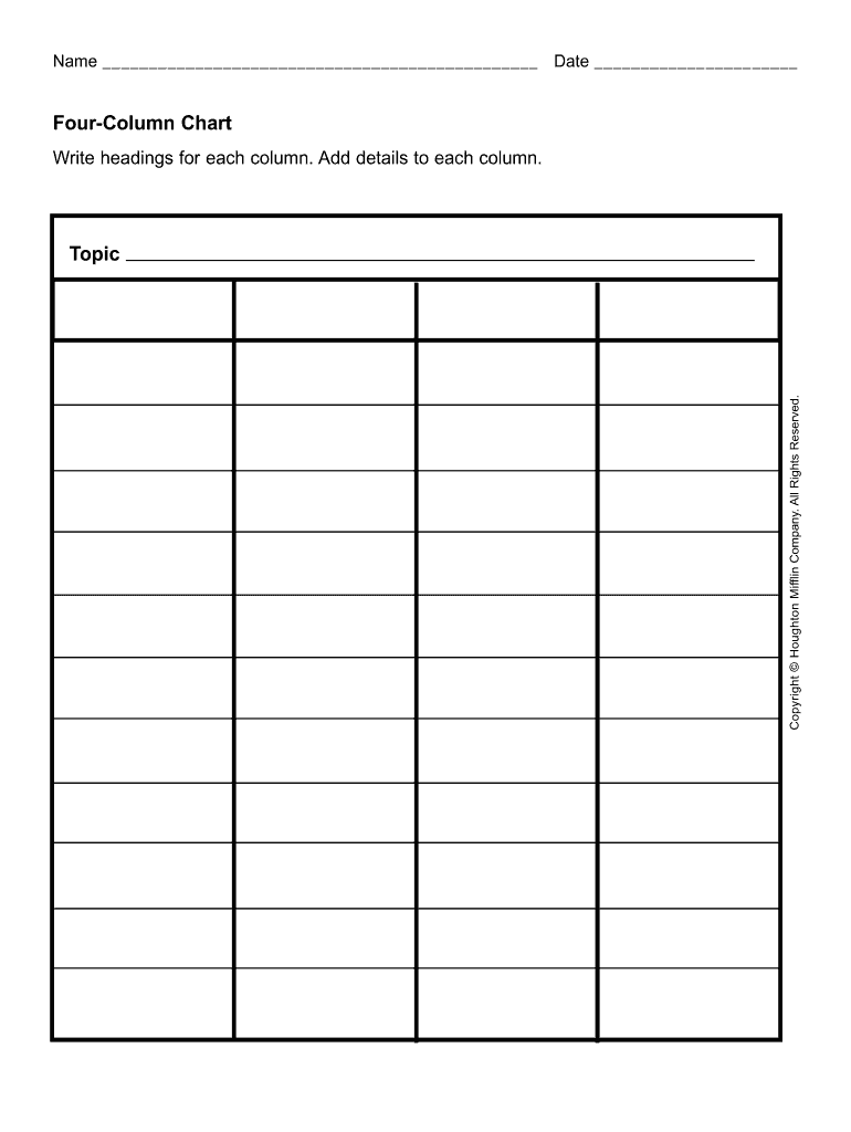 Houghton Mifflin Four Column Chart Form Fill Online Printable Fillable Blank PdfFiller