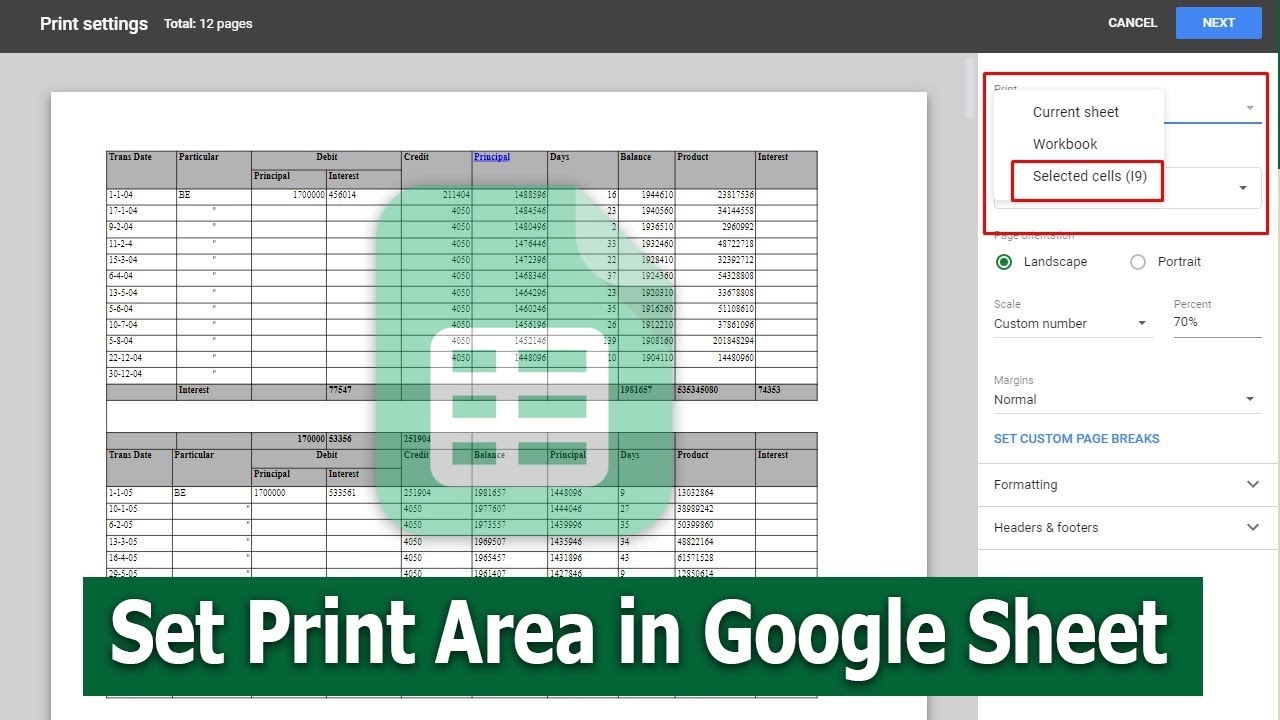 How To Set Print Area In Google Sheet Document YouTube