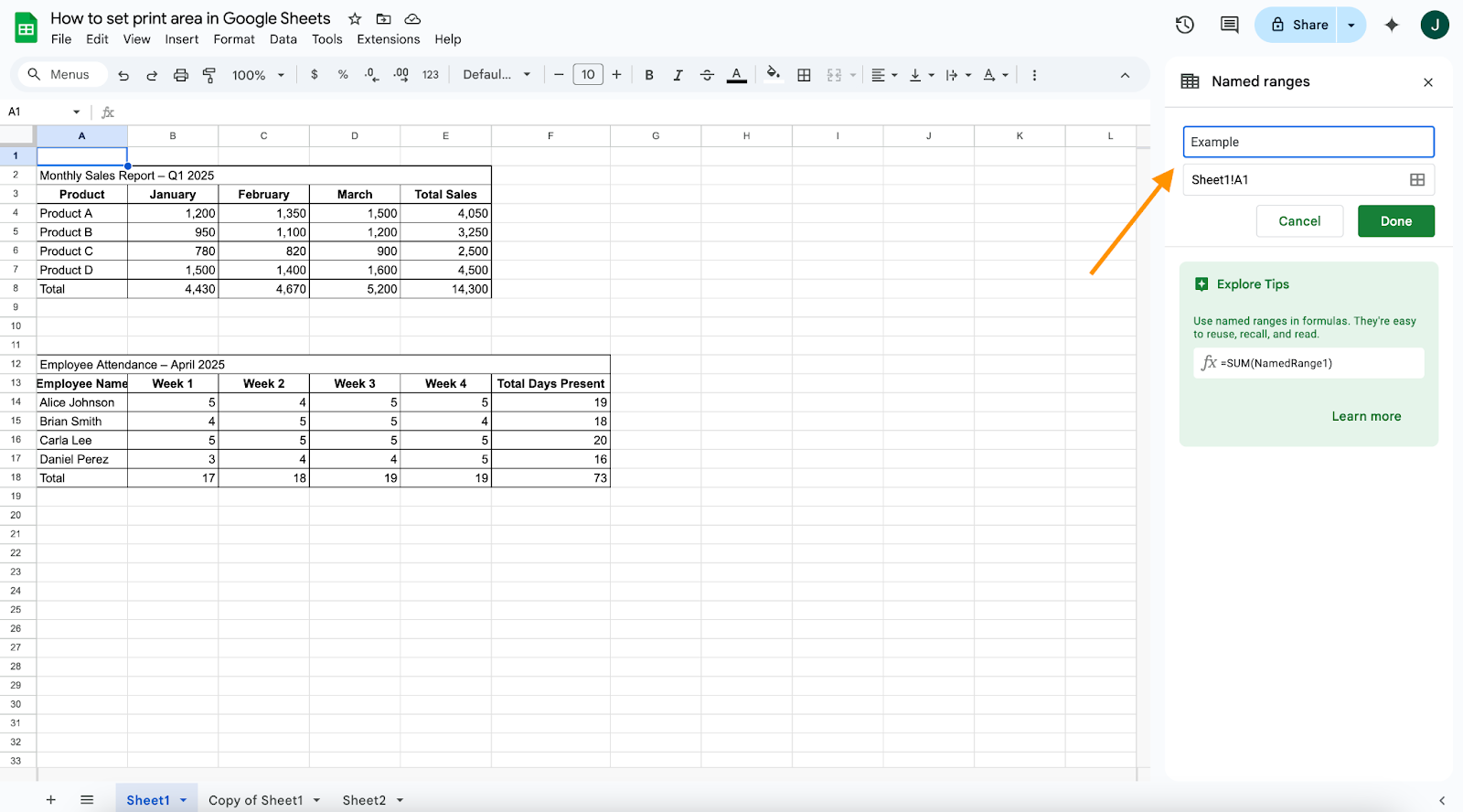How To Set The Print Area In Google Sheets The Jotform Blog