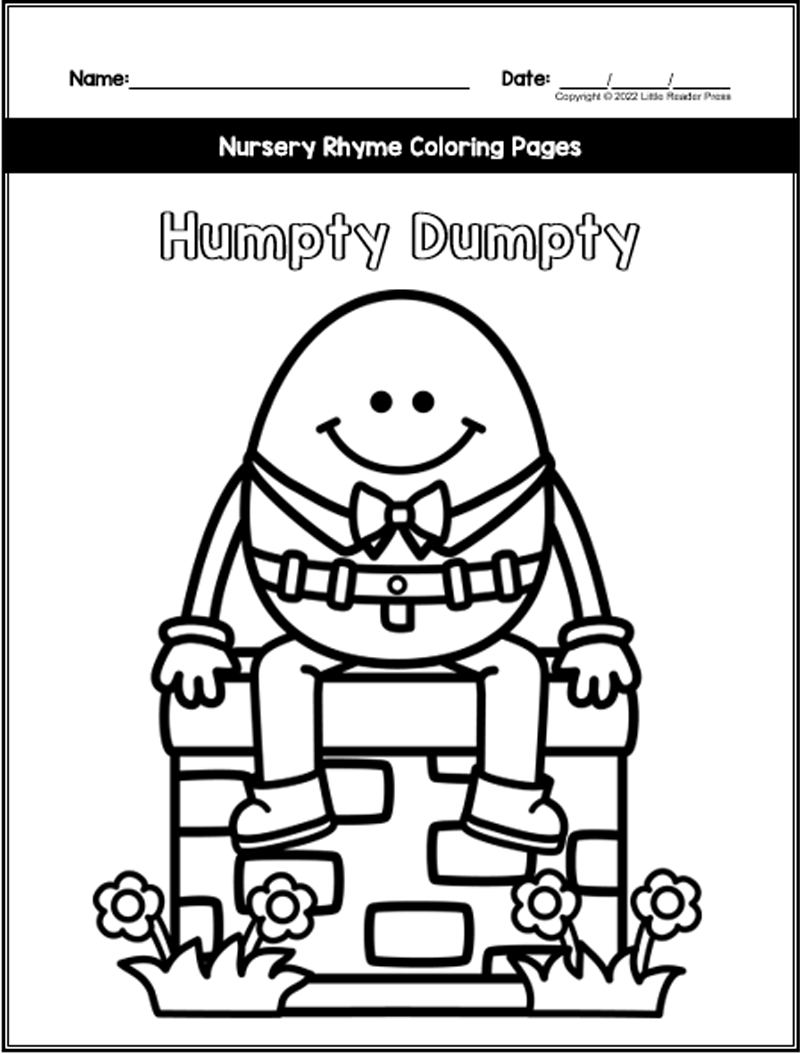 Humpty Dumpty Nursery Rhyme Coloring Pages Book Made By Teachers Humpty Dumpty Nursery Rhyme Coloring Pages Book Made By Teachers