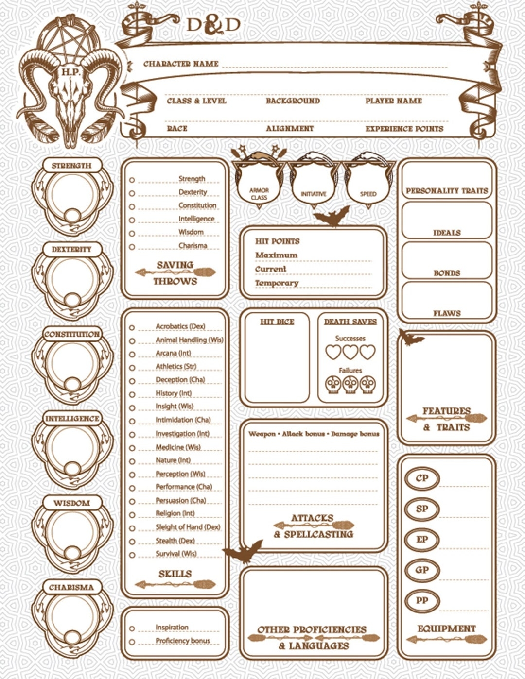 Immerse Yourself In Adventure Ultimate Dnd Character Sheet Downloadable And Stylish Etsy