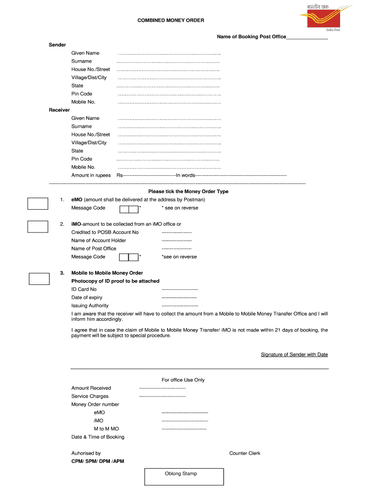 IN Combined Money Order Form Fill Online Printable Fillable Blank PdfFiller