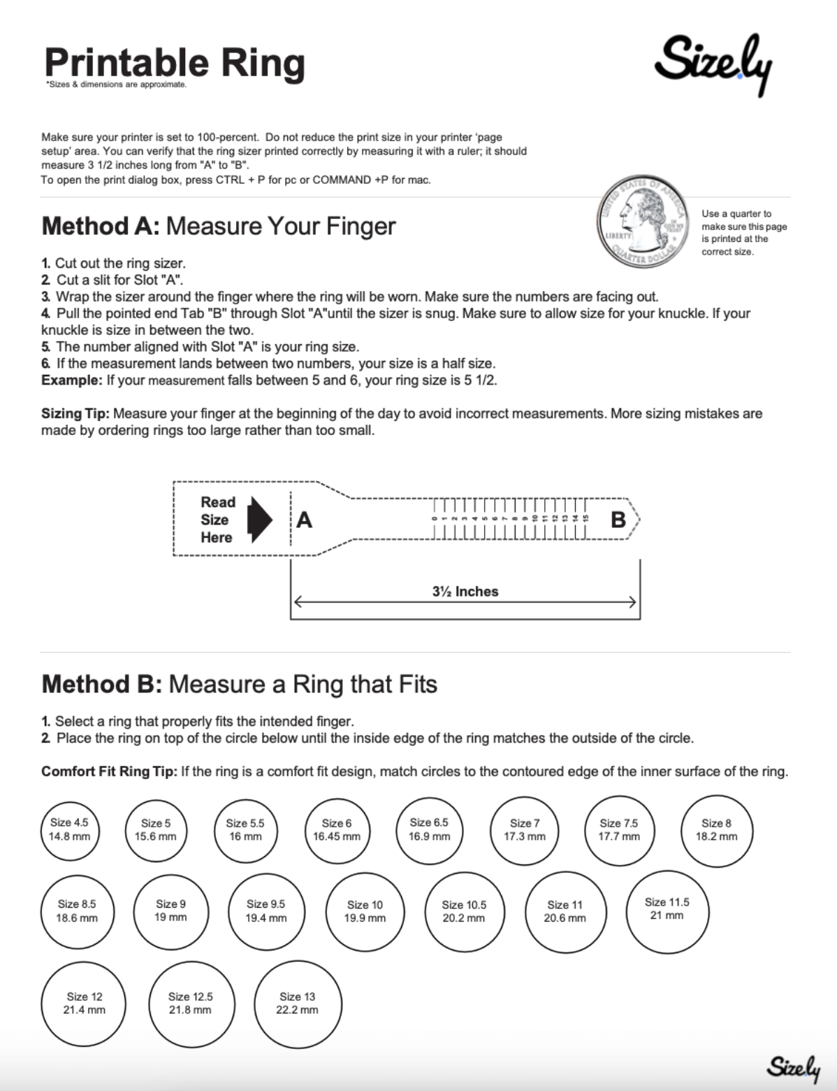 mens ring size chart printable