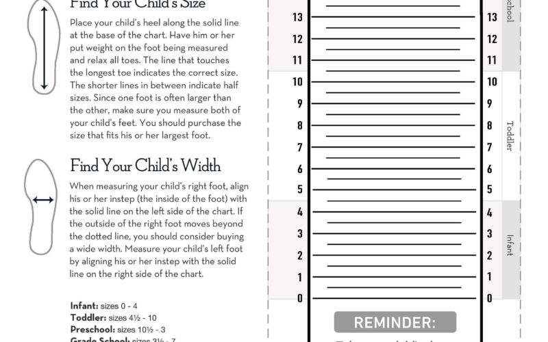 Kids Foot Sizer Chart Toddler Child Shoe Size Determiner instant Download Etsy