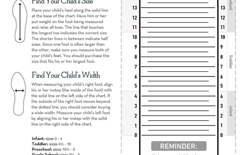 Kids Foot Sizer Chart Toddler Child Shoe Size Determiner instant Download Etsy