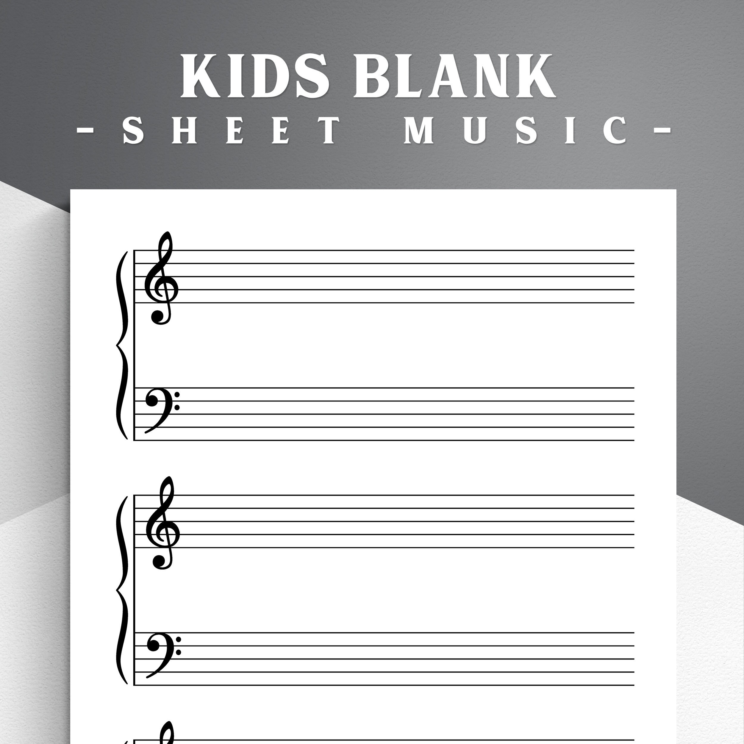 Kids Printable Piano Sheet Music For Letter a4 Blank Sheet Music Printable Piano Staff Paper Blank Music Paper Learn Piano Etsy