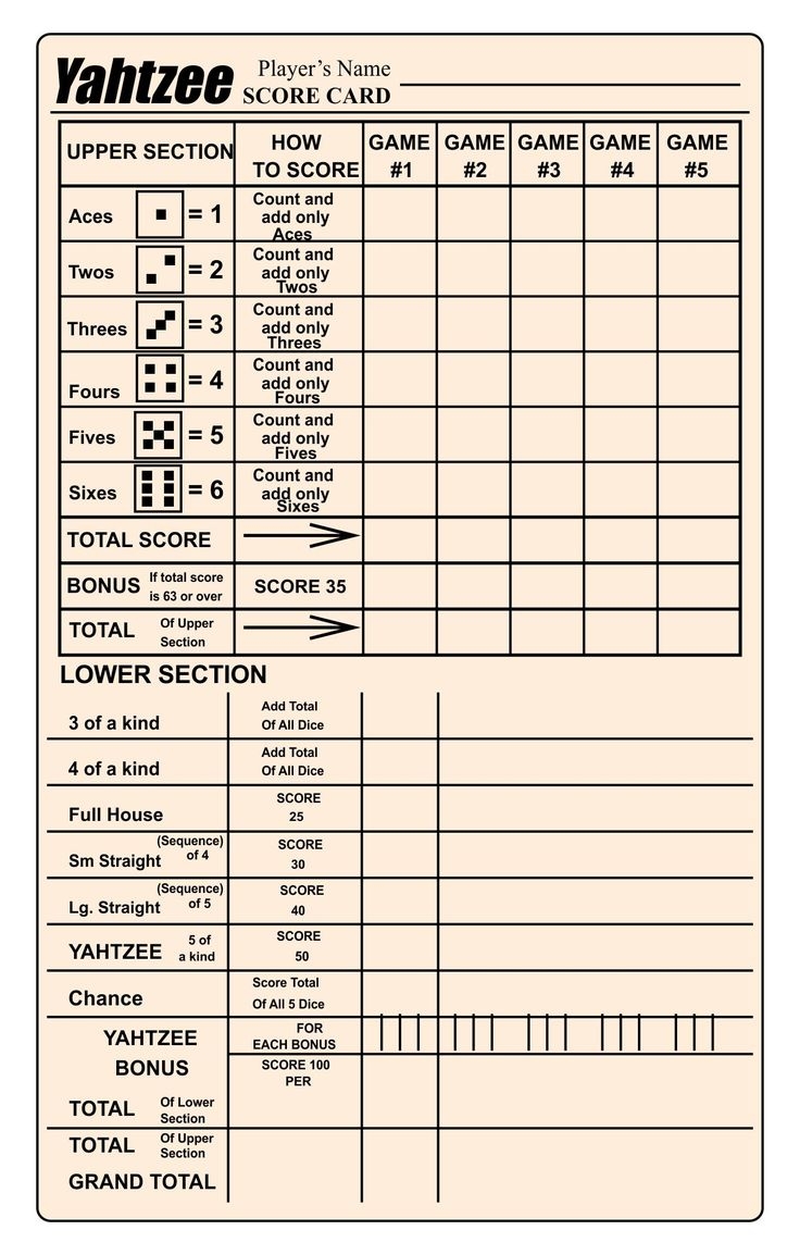large printable yahtzee score sheets