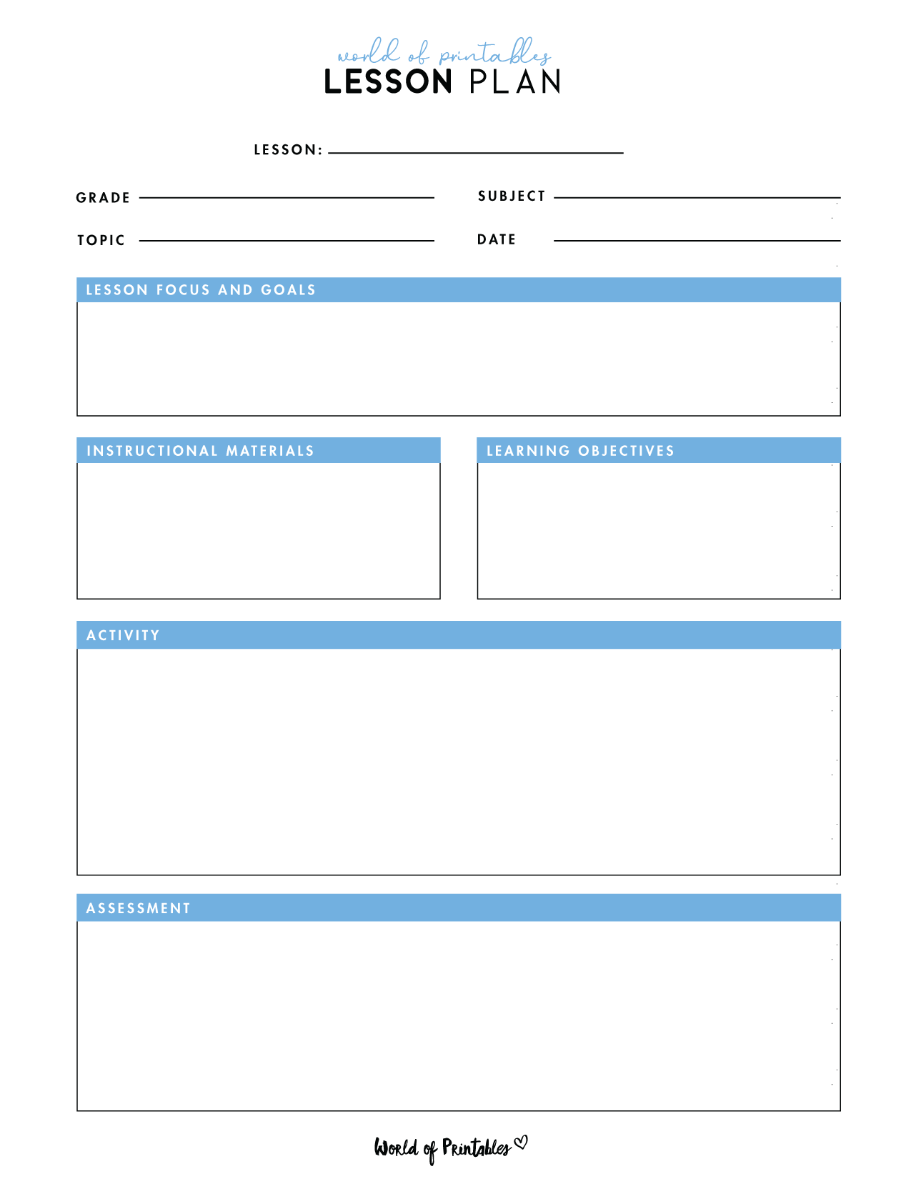 free printable lesson plan template