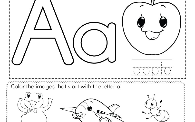 Letter A Coloring Worksheet Free Printable Digital PDF