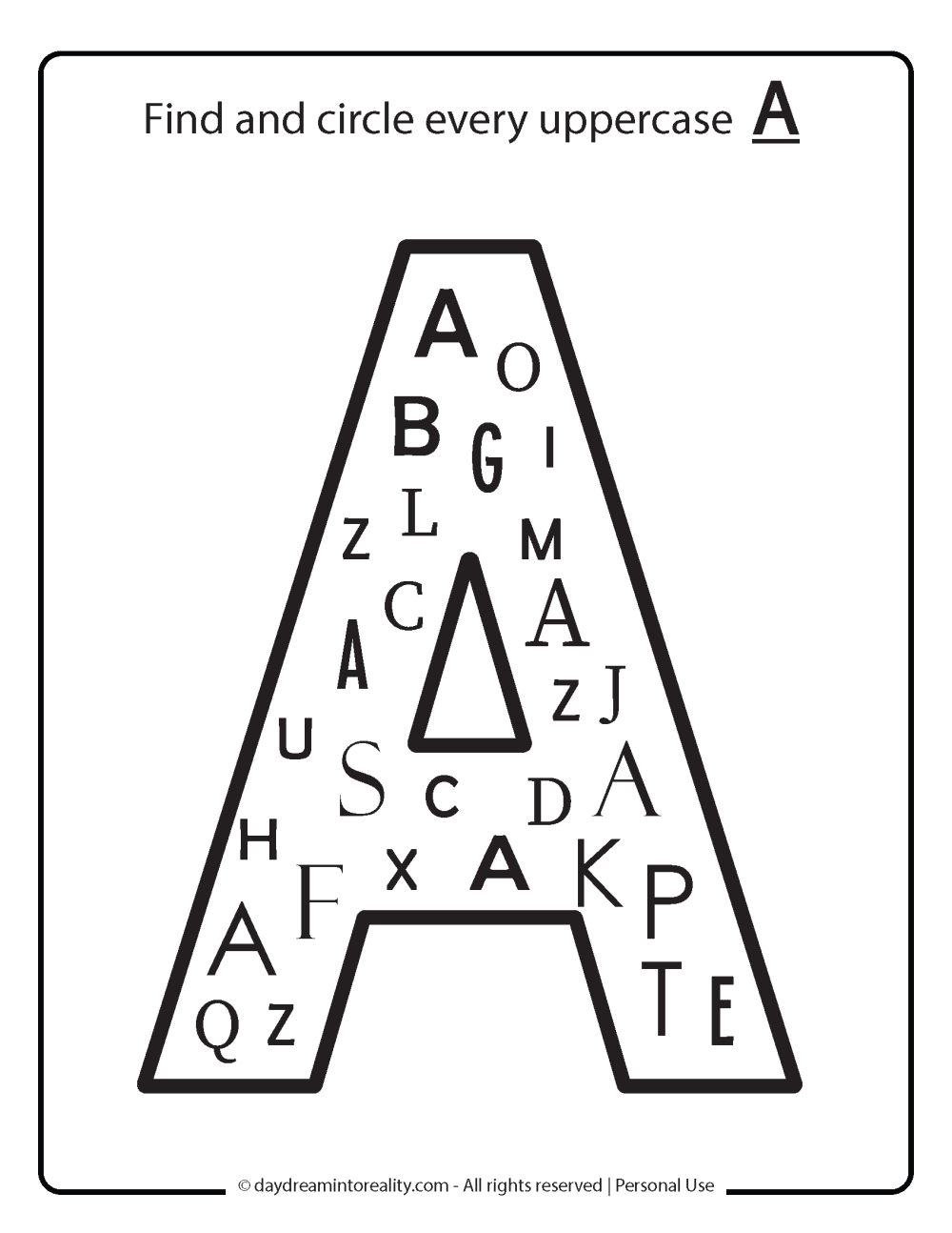 letter a printable worksheet